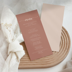 Menu de Janto Terracotta de Caligrafia Minimalista