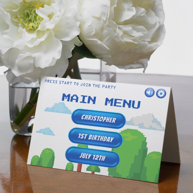 Menu de Jogo de Vídeo Retrô 1º Aniversário (Criador carregado)