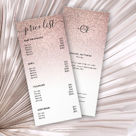 Menu de Lista de Preços de Salão do Spa com Glitte