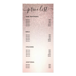 Menu de Lista de Preços de Salão do Spa com Glitte
