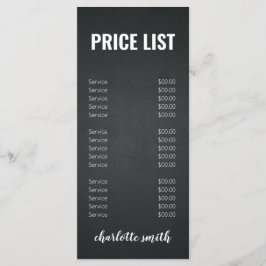 Menu de Lista de Preços do Salão Branco e Preto Mo