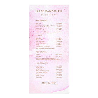 Menu de Lista de Preços do Salão de Cores Aquática