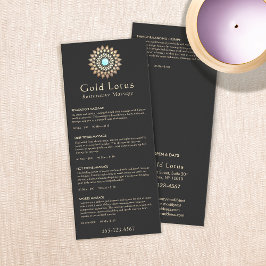 Menu de Lista de Preços do Terapista Dourado Lotus