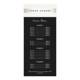 Menu de Lista de Preços Pretos do Salão em Escala