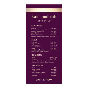 Menu de Lista de Preços Spa do Salão de Cabelo Dou
