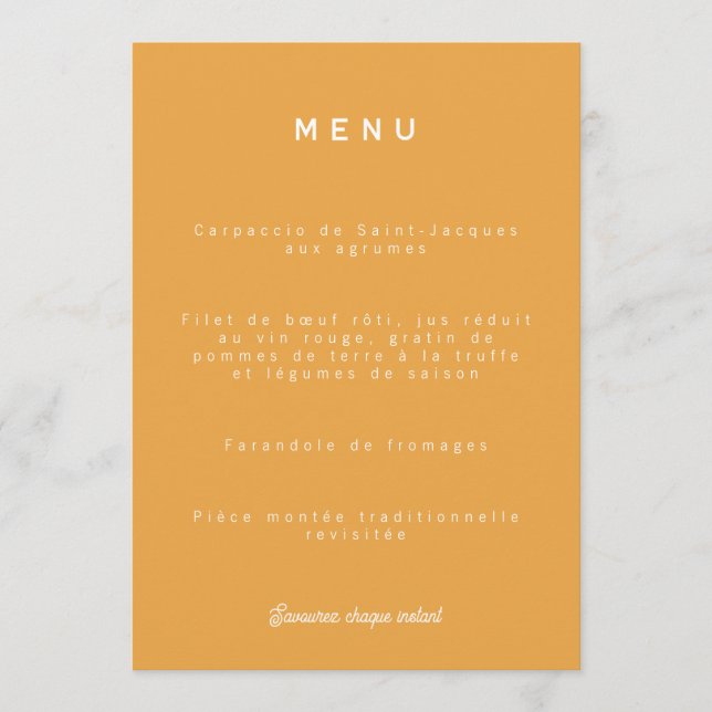 Menu de mariage Colorus - Orange (Frente)