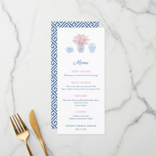 Menu de Marinho de Chinoiserie Elegante e Chá de