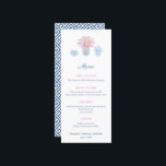 Menu de Marinho de Chinoiserie Elegante e Chá de p<br><div class="desc">Design de cartão de menu Ginger Clássico para corresponder aos meus convites e artigos de papelaria no mesmo intervalo. Observe que você pode alterar a cor do contraste no verso (atualmente um azul escuro) alterando a cor de fundo no verso (abaixo das caixas de personalização de texto, clique ou toque...</div>