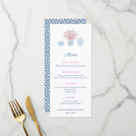 Menu de Marinho de Chinoiserie Elegante e Chá de p