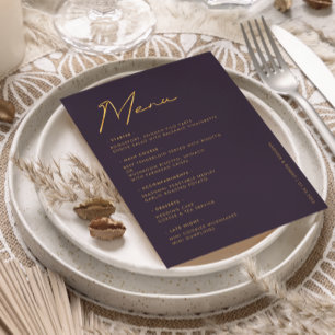 Menu de Mesa de Casamento com Tipografia Moderna e
