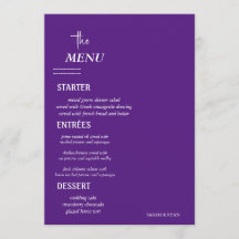 Menu de Mesa de Casamento Elegante
