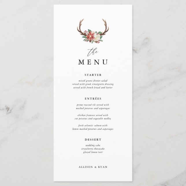 Menu de Mesa de Casamento no inverno de Janto de F (Frente)