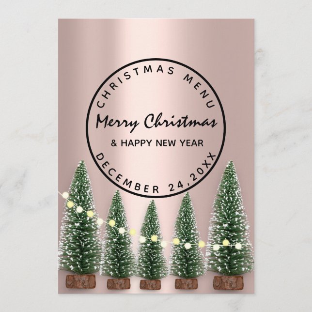 Menu de Natal de Inverno Festa Light Green Rose (Frente)