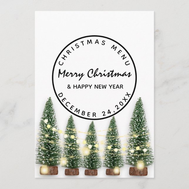 Menu de Natal de Inverno Festa Light Green Whit (Frente)