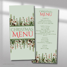 Menu de Natal Elegante de Foliagem de Festa