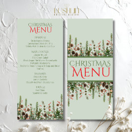 Menu de Natal Elegante de Foliagem de Festa
