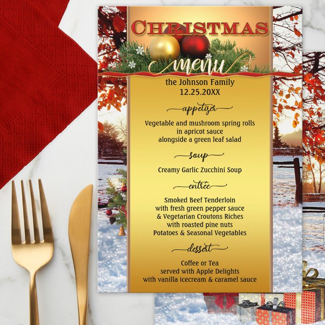 Menu de Natal Festivo Dourado (Criador carregado)