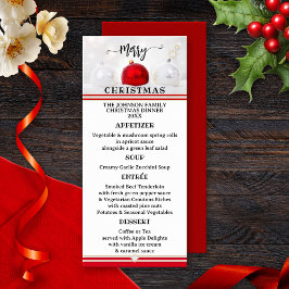 Menu de Natal Festivo Vermelho Branco