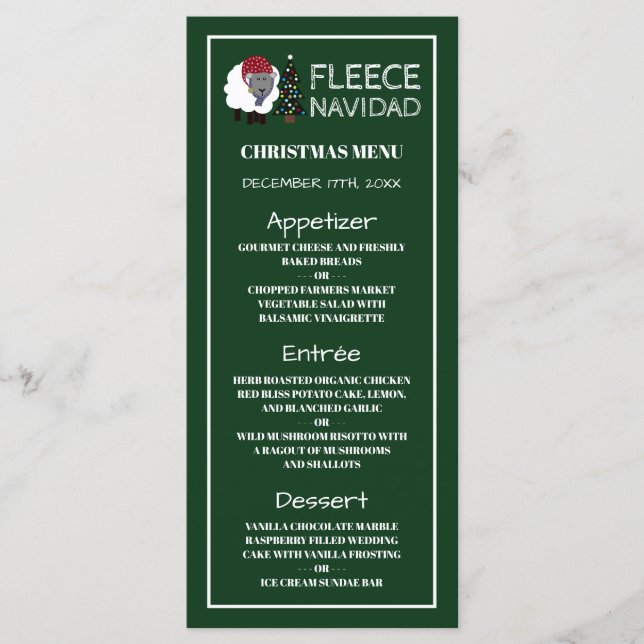 Menu de Natal Fleece Navidad, Estilo Espanhol (Frente)