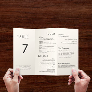 Menu de Número da Tabela de Casamentos Moderno Tri