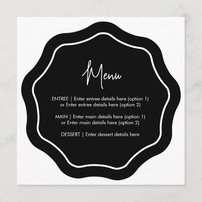 Menu de onda minimalista diverso preto e branco (Frente)