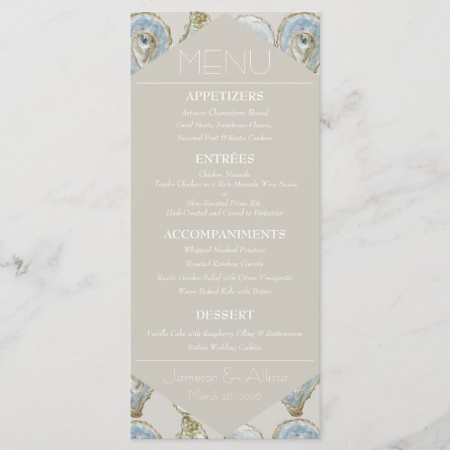 Menu de Ostras Aquarela (Frente)
