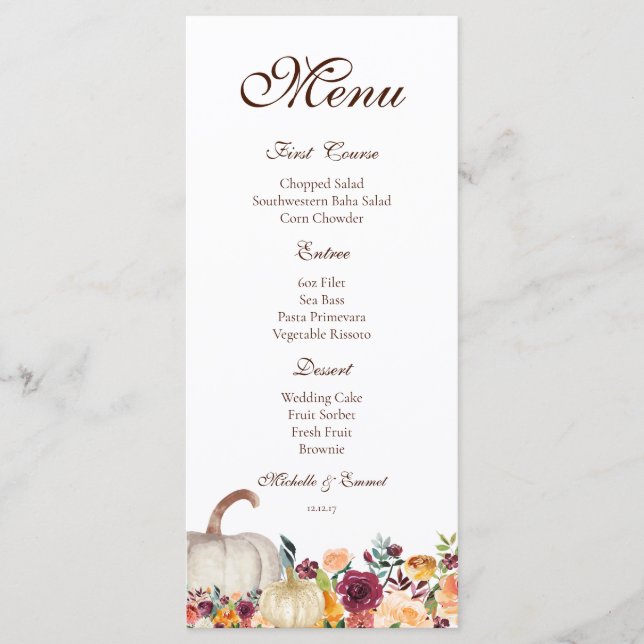 Menu de Outono, Menu de Ação de Graças, Menu de Fr (Frente)