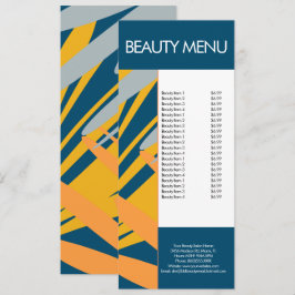 Menu de padrões tropicais de ativação de beleza mo