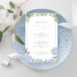 Menu de Papel de Casamento de Fronteira com Moldad<br><div class="desc">Esta bela design apresenta flores azuis de hydrangea e seu texto personalizado. Use o formulário modelo para adicionar suas informações. O recurso Personalizar Mais pode ser usado para acessar o menu de edição avançada, onde você pode alterar a fonte, as cores e o layout do texto ou adicionar texto ao...</div>