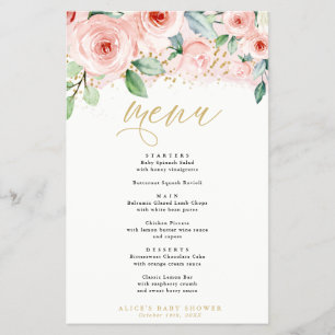 Menu de papel Janto de eventos planos rosa e Doura