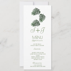 Menu de pintura tropical em aquarela com folhas de