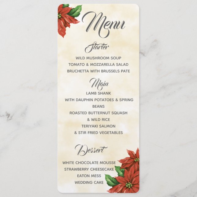 Menu de Poinsettia Vintage (Frente)