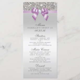 Menu de prata do doce 16 do arco do Lilac do
