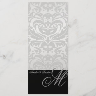 Menu de prata régio do casamento tema damasco do