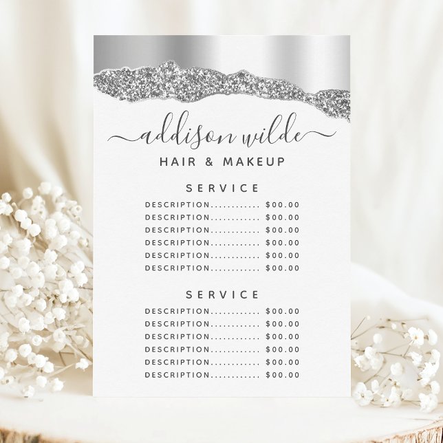 Menu de Preços do Serviço Glam de Diamantes com Br (Criador carregado)