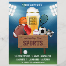 Menu de promoção de eventos no bar de esportes adi