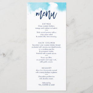MENU DE RECEÇÃO DE CASAMENTO aguarela azul aqua fo