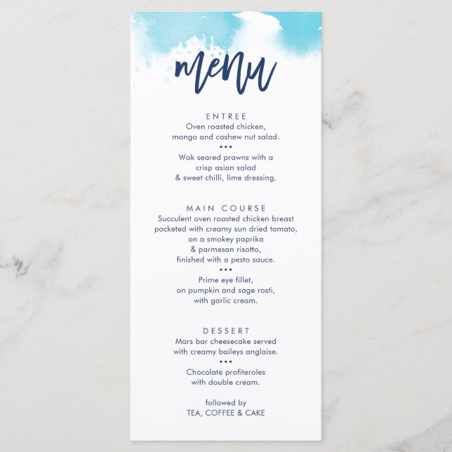 MENU DE RECEÇÃO DE CASAMENTO aguarela azul aqua fo (Frente)
