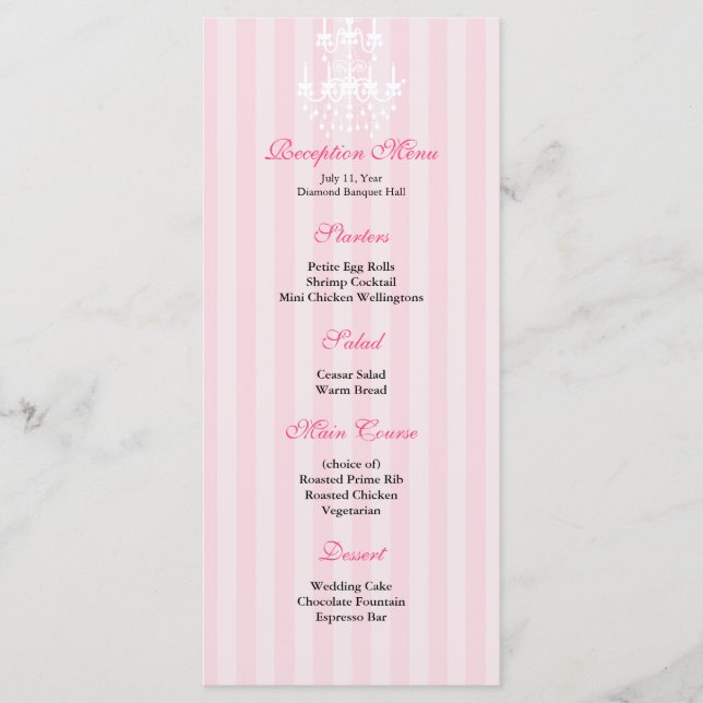 Menu de recepção com distribuição de candelabro ro (Frente)