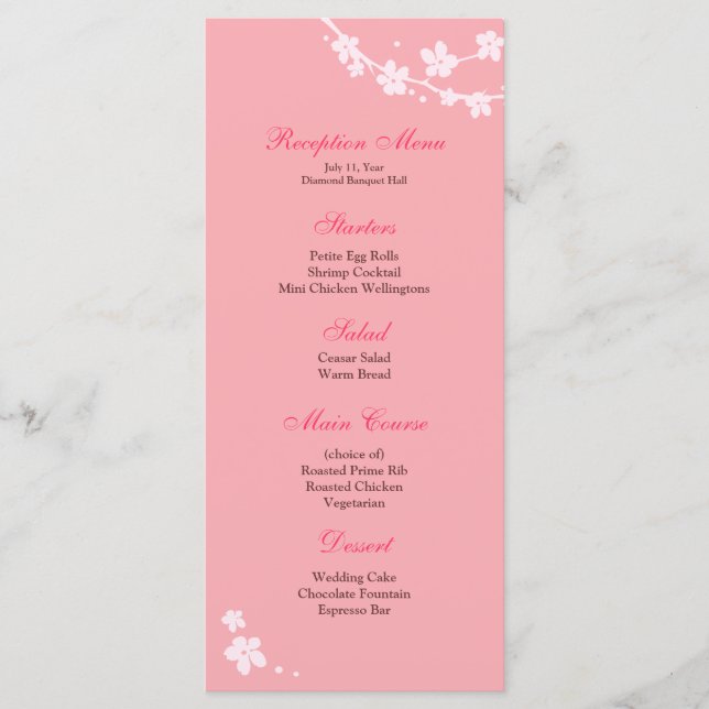 Menu de Recepção da Ramificação Sakura (Frente)