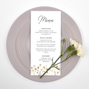 Menu de Recepção de casamento de flor selvagem