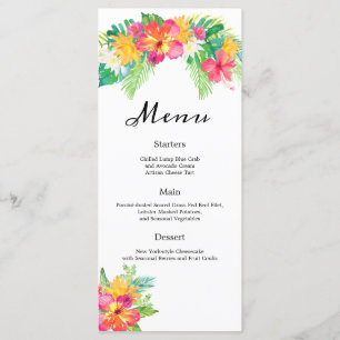 Menu de Recepção de casamento de Folhagem de Paraí