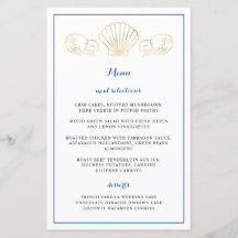 Menu de Recepção de casamento de Ondas de Seashell