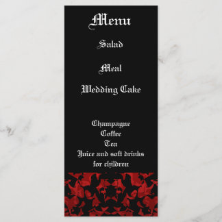 Menu de recepção de casamento do tema Gótico Elega