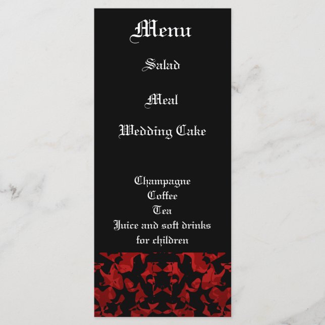 Menu de recepção de casamento do tema Gótico Elega (Frente)