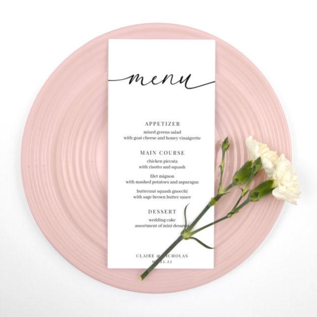 Menu de Recepção de Casamento Elegante Moderno (Criador carregado)