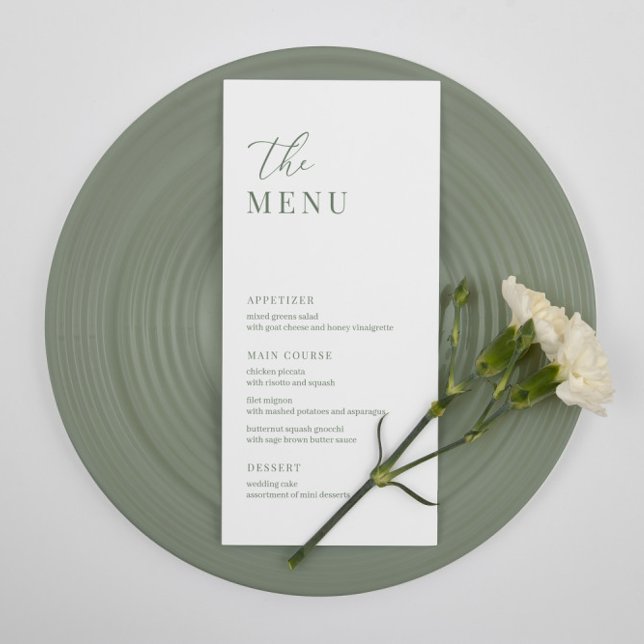 Menu de Recepção de Casamento Elegante Moderno Ver (Criador carregado)