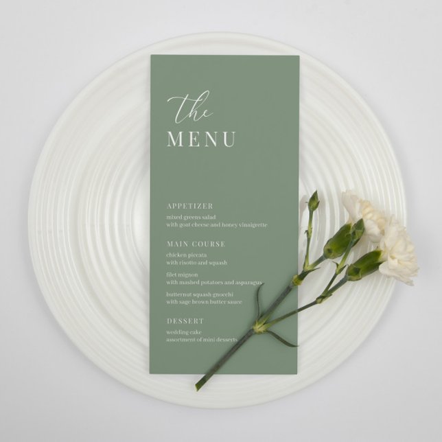 Menu de Recepção de Casamento Elegante Moderno Ver (Criador carregado)