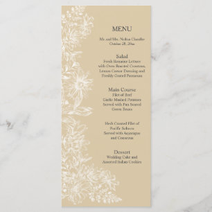 Menu de Recepção de casamento Floral Branco Elegan