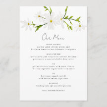 Menu de Recepção de casamento Floral de Margarida
